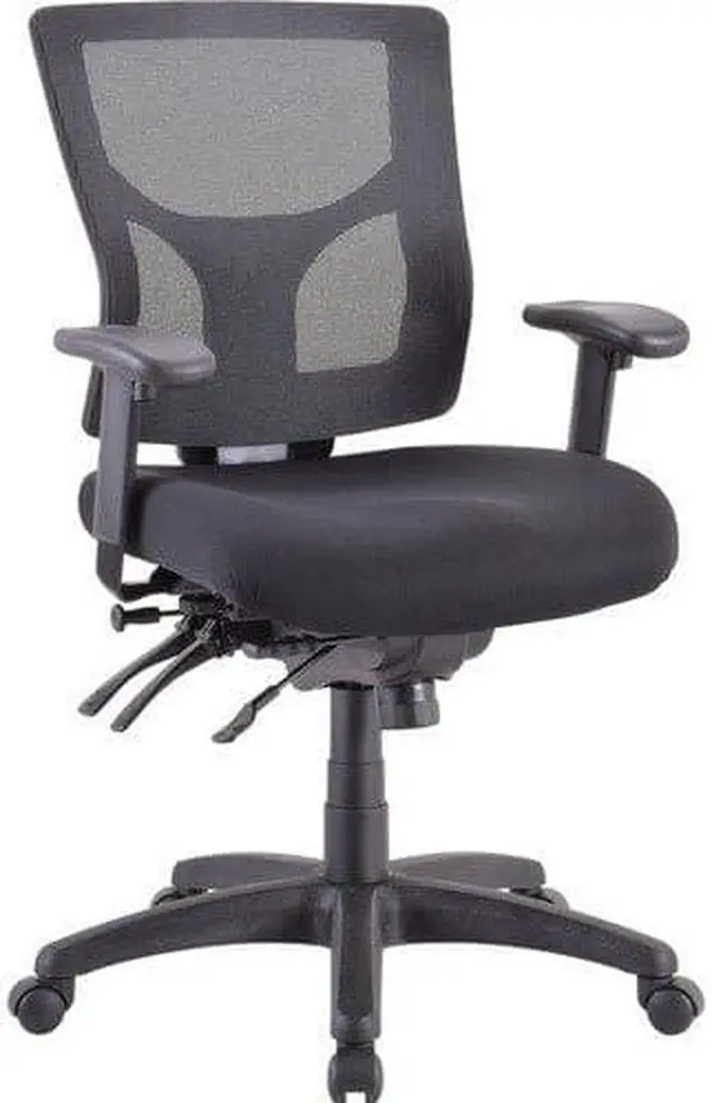 Alt view image 3 of 11 - Lorell Conjure Executive Mid-back Mesh Back Chair - Black Seat - Black Back - 5-star Base - 1 Each
