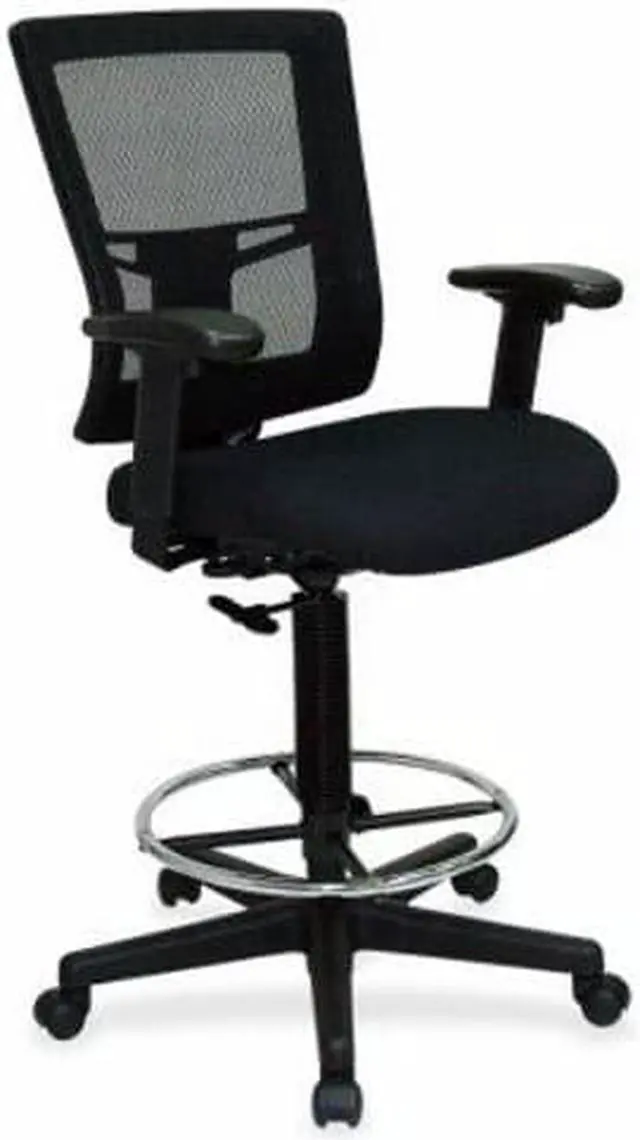 Alt view image 5 of 7 - Lorell Drafting Stool Chair 27"x25"x48" Black 43100
