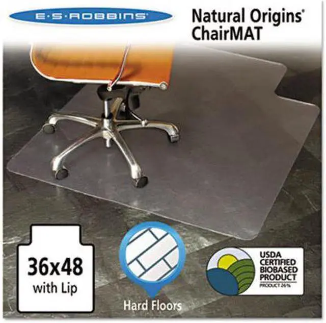 Alt view image 7 of 14 - Es Robbins Natural Origins Chair Mat With Lip For Hard Floors 36 x 48 Clear 143002