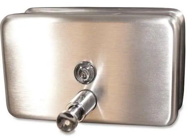 Alt view image 3 of 6 - Genuine Joe Liquid Soap Dispenser Horizontal 40oz Cap Stainless Steel 85146