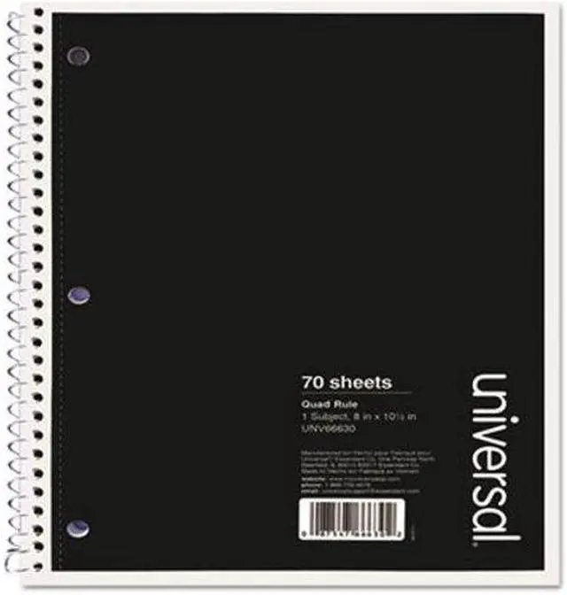 Alt view image 4 of 10 - Universal Wirebound Notebook Quadrille Rule 8" x 10.5" 1 Subject Black 66630