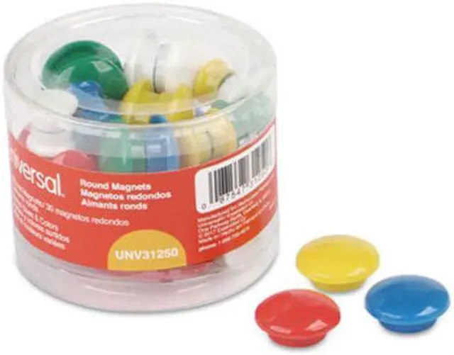 Alt view image 7 of 9 - Universal Assorted Magnets Plastic 5/8" dia 1" dia 1 5/8" dia Asst Colors 30/Pack 31250