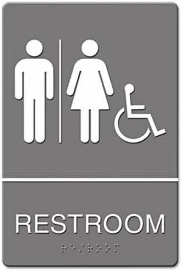 Alt view image 3 of 3 - Headline Sign ADA Sign Restroom/Wheelchair Accessible Tactile Symbol Molded