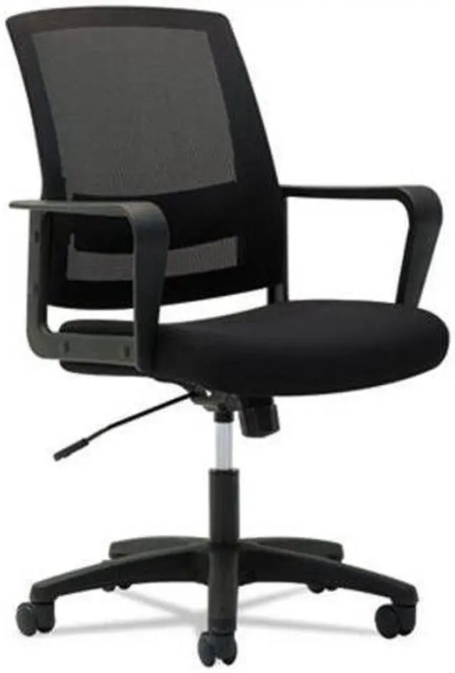 Alt view image 5 of 12 - OIF - OIFMS4217 - Mesh Mid-Back Chair, Fixed Loop Arms, Black