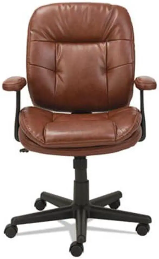Alt view image 12 of 18 - OIF - OIFST4859 - Swivel/Tilt Leather Task Chair, Fixed T-Bar Arms, Chestnut Brown