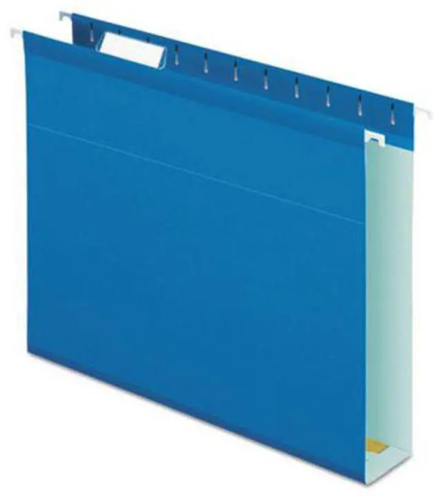Alt view image 4 of 15 - Pendaflex Reinforced 2" Extra Capacity Hanging Folders 1/5 Tab Letter Blue 25/Box 4152X2BLU
