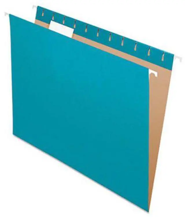 Alt view image 3 of 15 - Pendaflex Essentials Colored Hanging Folders 1/5 Tab Letter Teal 25/Box 81614