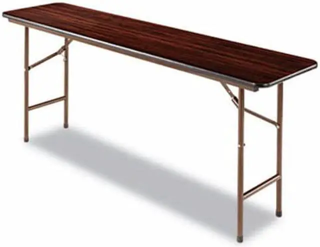 Alt view image 10 of 17 - Wood Folding Table Rectangular 72wx18dx29h Mahogany