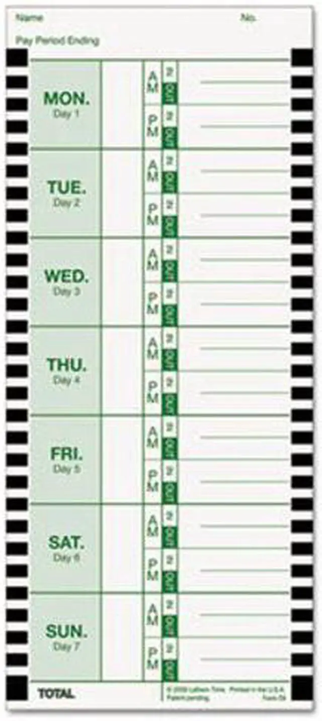 Alt view image 2 of 4 - Lathem Weekly Attendance Card 1 PK