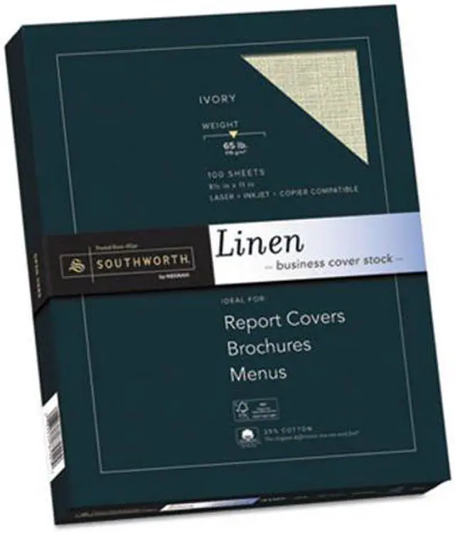 Alt view image 4 of 12 - Southworth Company SOUZ560CK Fine Linen Paper- 65lb- Acid-free-Lignin- Ivory