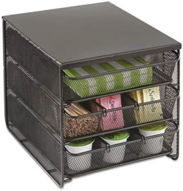 Alt view image 7 of 20 - 3 Drawer Hospitality Organizer 7 Compartments 11 1/2w x 8 1/4d x 8 1/4h Bk