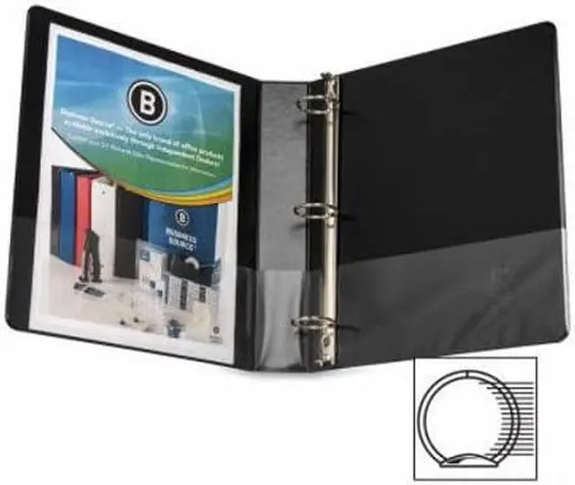 Alt view image 4 of 4 - Business Source Round Ring Binder w/ Pockets 1-1/2" Black 28552