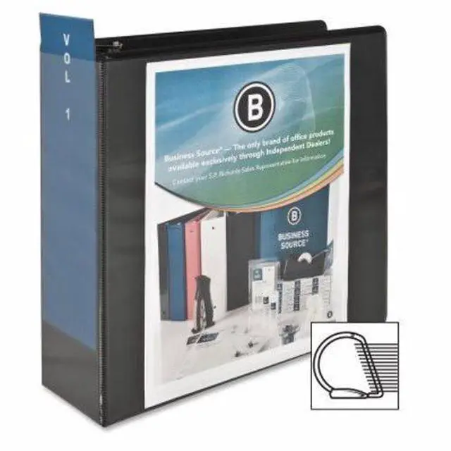 Alt view image 5 of 11 - Business Source D-Ring View Binder 4" Capacity 11x8-1/2" Black 28450