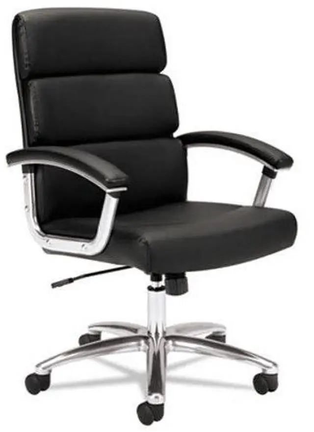 Alt view image 11 of 19 - Basyx VL103 Series Executive Mid-Back Chair Black Leather VL103SB11