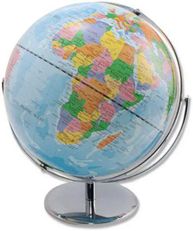 Alt view image 4 of 11 - Advantus 12-Inch Globe with Blue Oceans Silver-Toned Metal Desktop Base Full-Meridian 30502