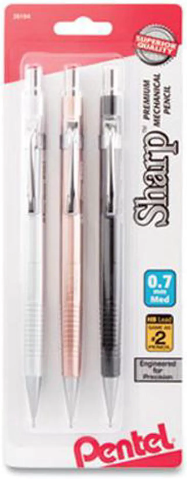 Alt view image 3 of 6 - Pentel P207MBP3M Sharp Mechanical Drafting Pencil, 0.7 Mm, Assorted Barrels, 3/Pack