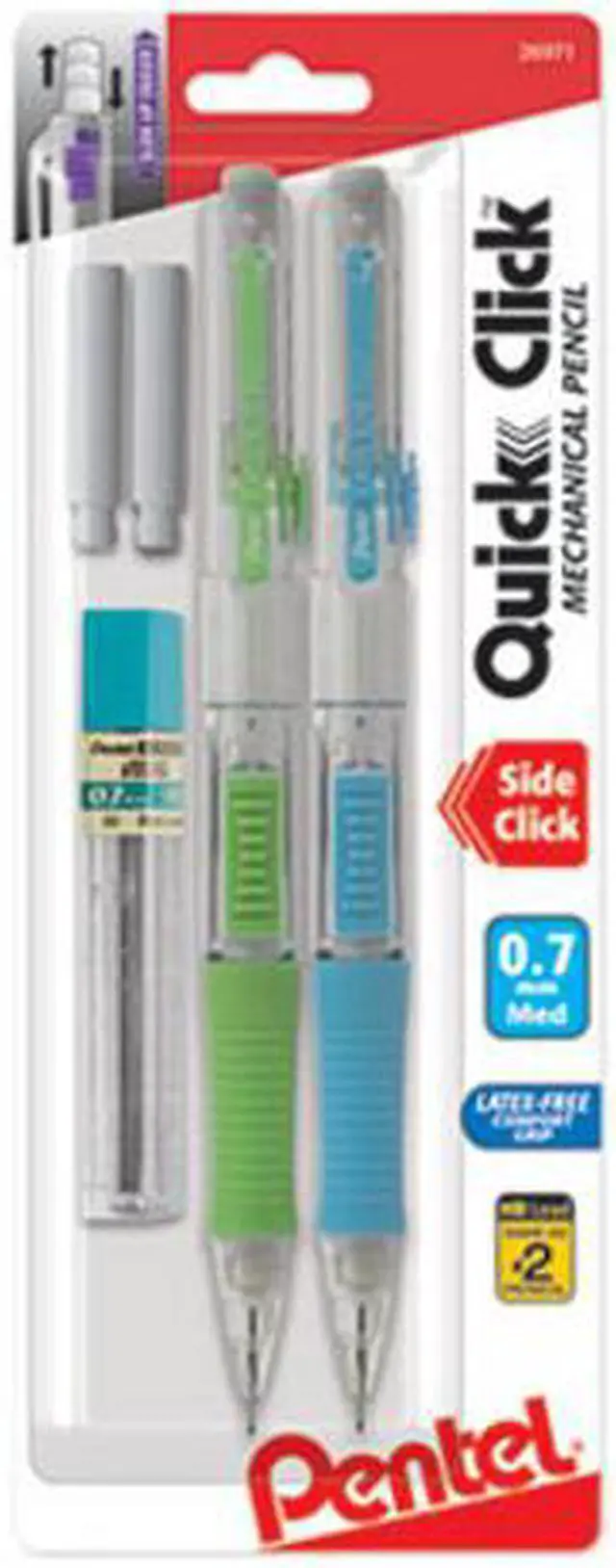Alt view image 4 of 4 - Pentel QUICK CLICK Mechanical Pencil, HB, No.2, 0.7 mm, Assorted Barrel, 2/Pack
