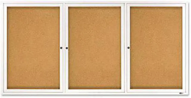 Alt view image 8 of 16 - Quartet Enclosed Bulletin Board Natural Cork/Fiberboard 72 x 36 Silver Aluminum Frame 2366