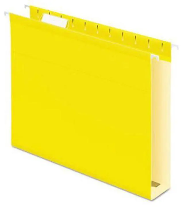 Alt view image 3 of 14 - Pendaflex Reinforced 2" Extra Capacity Hanging Folders 1/5 Tab Letter Yellow 25/Box 4152X2YEL
