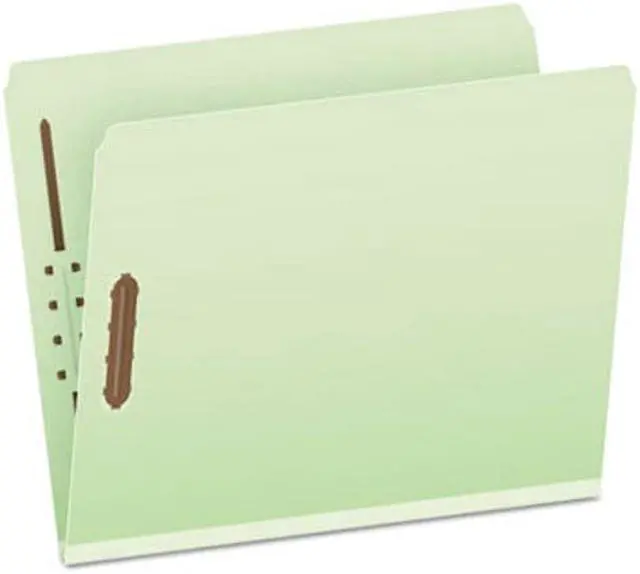 Alt view image 3 of 8 - Pendaflex® File Folders With Fasteners, Letter Size, Straight Cut, 2" Expansion, 60% Recycled, Light Green, Box Of 25 Folders