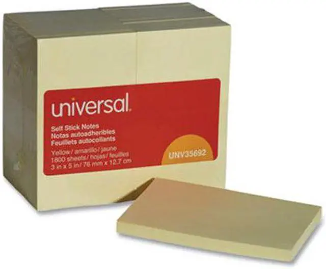 Alt view image 3 of 6 - Universal UNV35692 Self-Stick Note Pads, 3 x 5, Yellow, 100-Sheet, 18/Pack