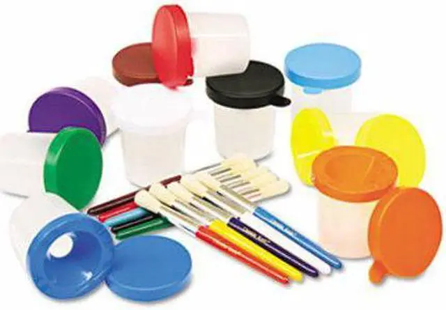 Alt view image 3 of 4 - Creativity Street No-Spill Cups & Coordinating Brushes Assorted Colors 10/Set