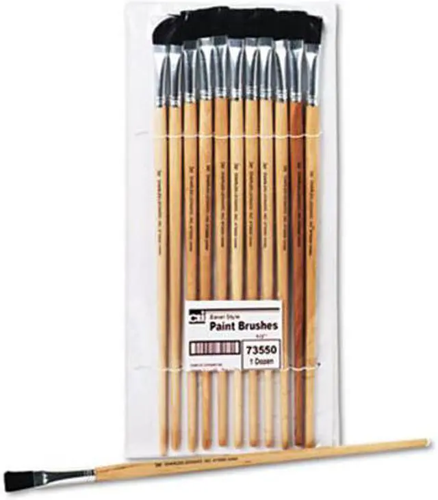 Alt view image 3 of 7 - Charles Leonard Long Handle Easel Brush Size 12 Natural Bristle Flat 12/Pack 73550