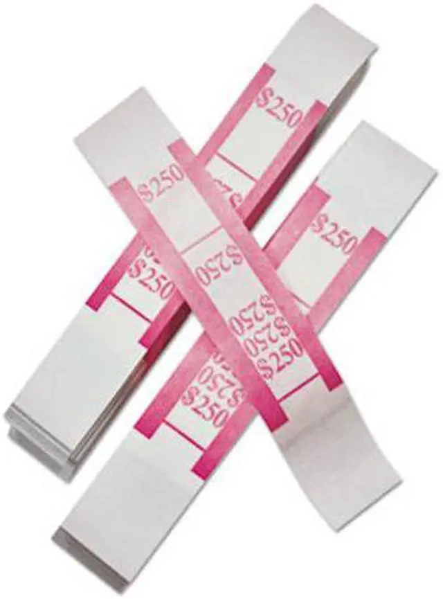 Alt view image 9 of 10 - PM Company 55029 Securit $250.00 Denomination White Kraft Currency Bands with Quick Stick Adhesive, Cerise, 1000 Band