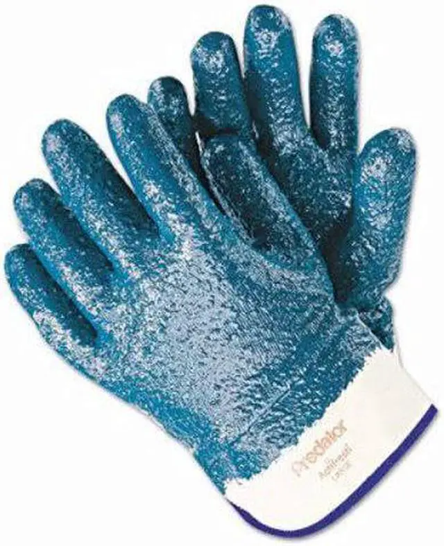 Alt view image 3 of 3 - Memphis Predator Premium Nitrile-Coated Gloves Blue/White Large 12 Pairs 9761R