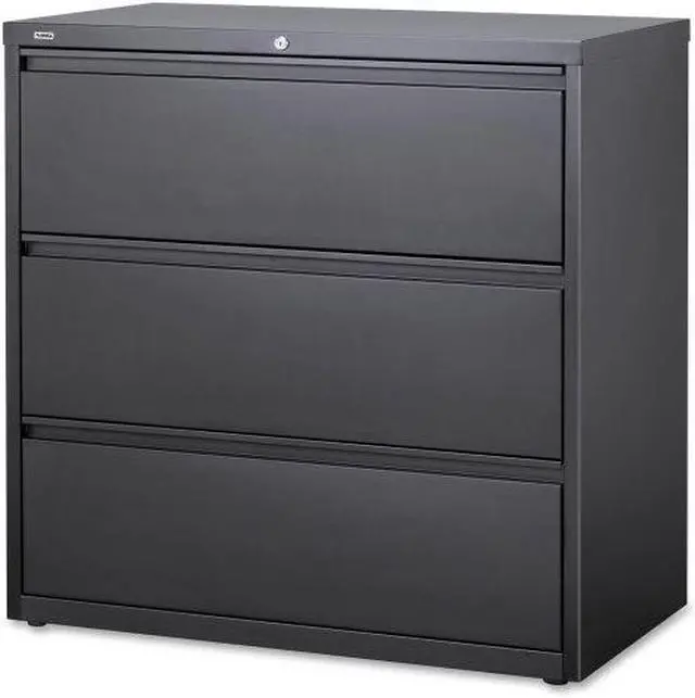 Alt view image 4 of 11 - Lorell Lateral File 3-Drawer 42"x18-5/8"x40-1/4" Charcoal 60405