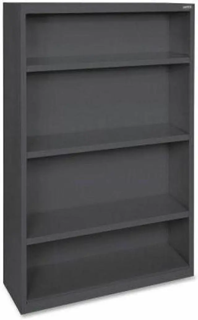 Alt view image 11 of 15 - Lorell Steel Bookcase 4-Shelf 34-1/2"x12-5/8"x60" Black 41288