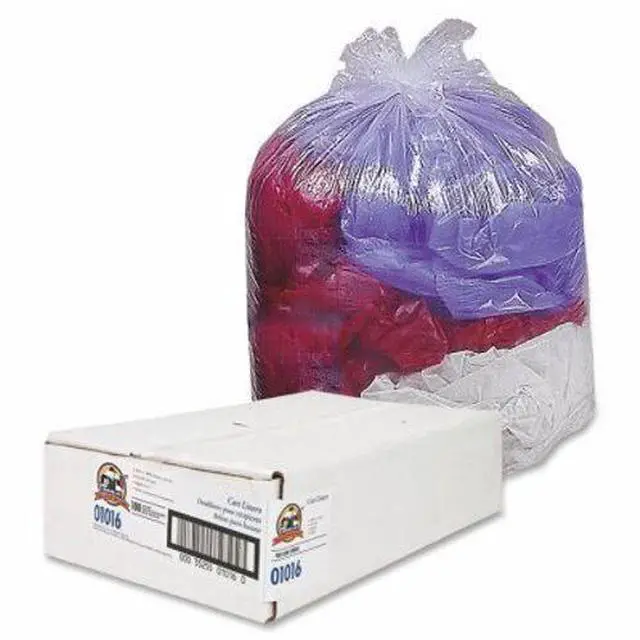 Alt view image 8 of 13 - Genuine Joe Trash Can Liners 56 Gallon .8Mil 43"x48" 100/CT Clear 01016