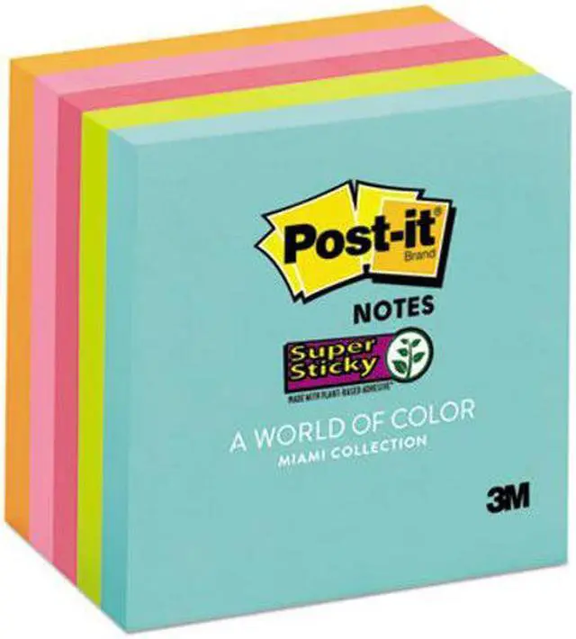 Alt view image 12 of 20 - Post-it Super Sticky Pads in Miami Colors 3 x 3 Miami 90/Pad 5 Pads/Pack 6545SSMIA