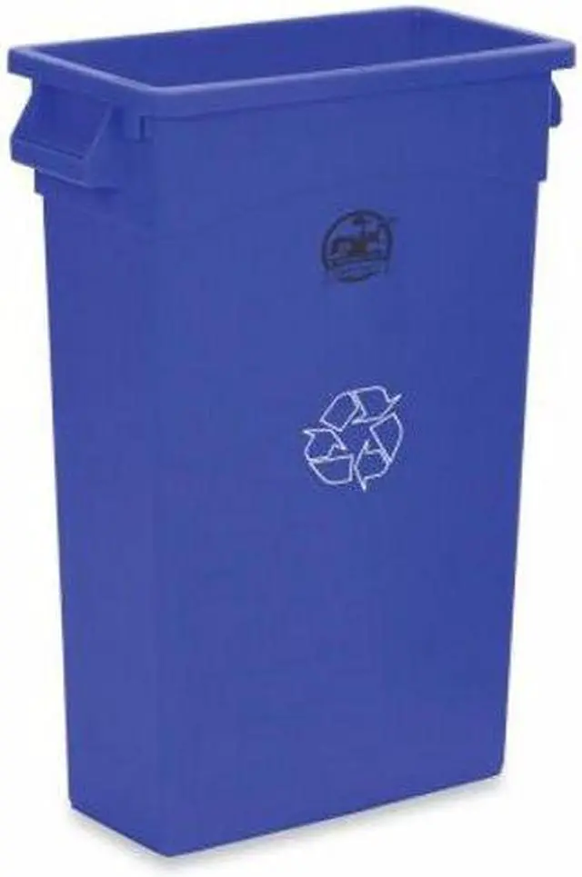 Alt view image 18 of 19 - Genuine Joe Recycling Container 23 Gallon 22-1/2"x11"x30" Blue 57258