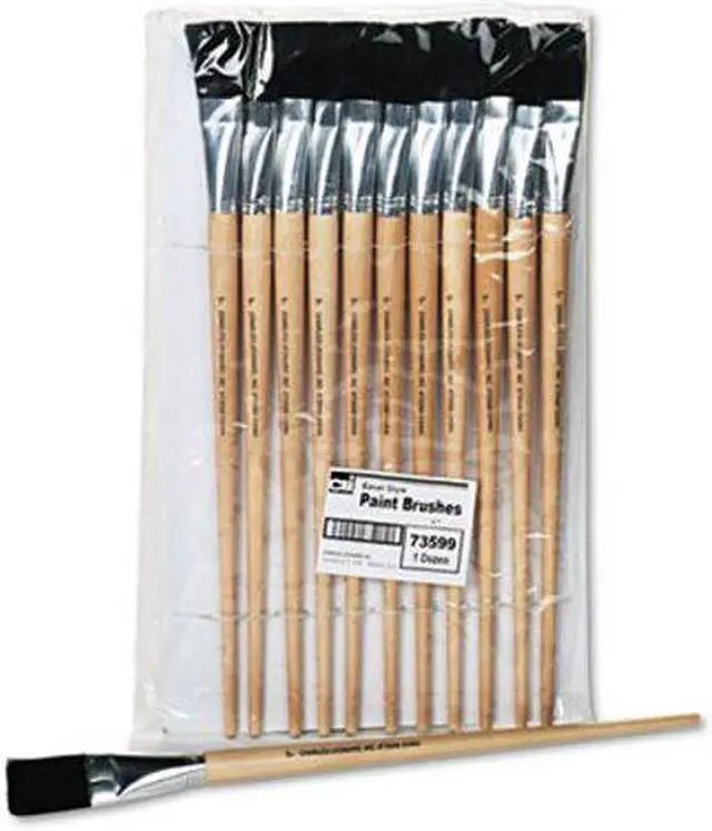 Alt view image 3 of 3 - Charles Leonard Long Handle Easel Brush Size 22 Natural Bristle Flat 12/Pack