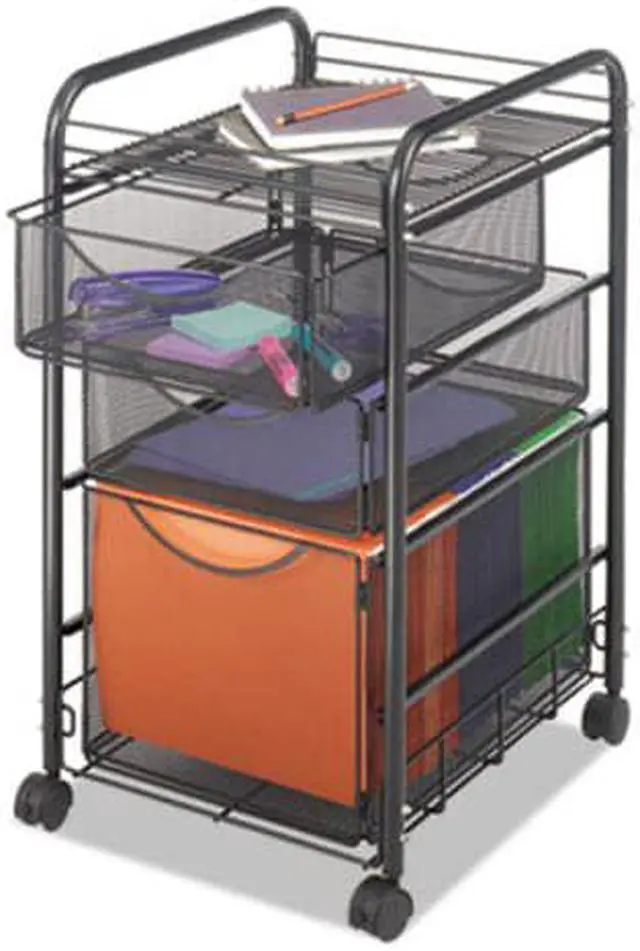 Alt view image 19 of 20 - Safco Onyx Mesh Mobile File With Two Supply Drawers 15-1/4w x 17d x 27h Black 5213BL
