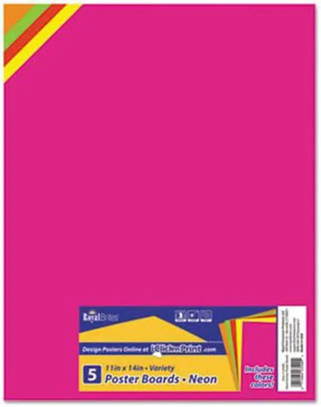 Alt view image 5 of 6 - Premium Coated Poster Board, 11 x 14, Assorted, 5/Pack 23500
