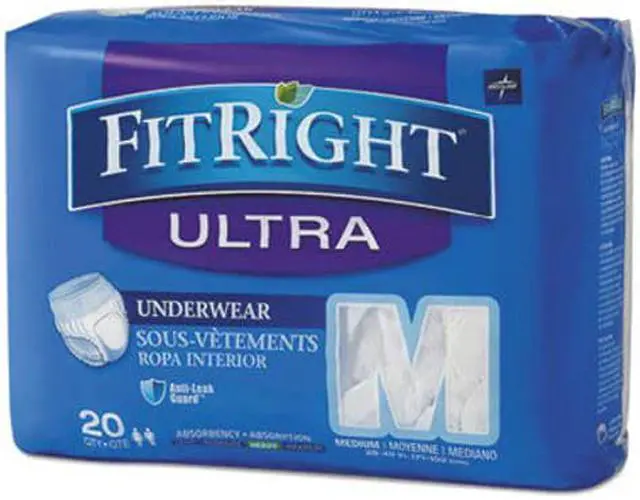 Alt view image 5 of 6 - FitRight Ultra Protective Underwear, Medium, 28-40" Waist, 20/Pack, 4