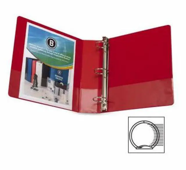 Alt view image 3 of 3 - Business Source Round Ring Binder w/ Pockets 2" Red 28660