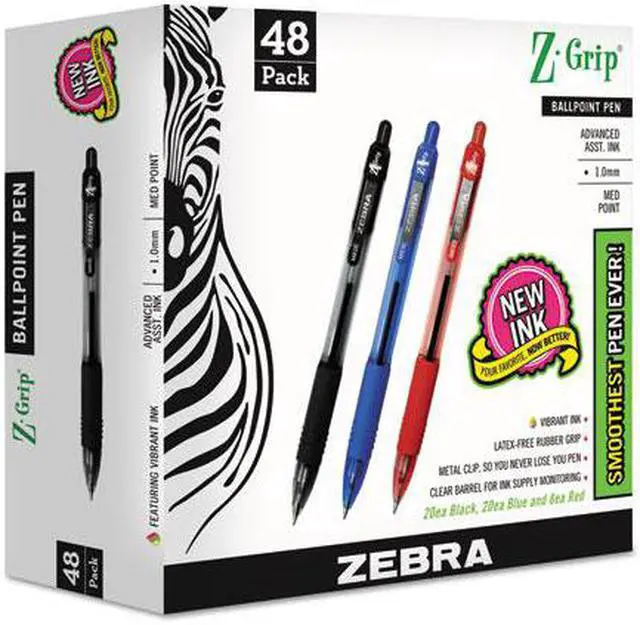 Alt view image 6 of 13 - ZEBRA PEN CORP. Z-Grip Retractable Ballpoint Pen Assorted Ink Medium 48/Pack 22048