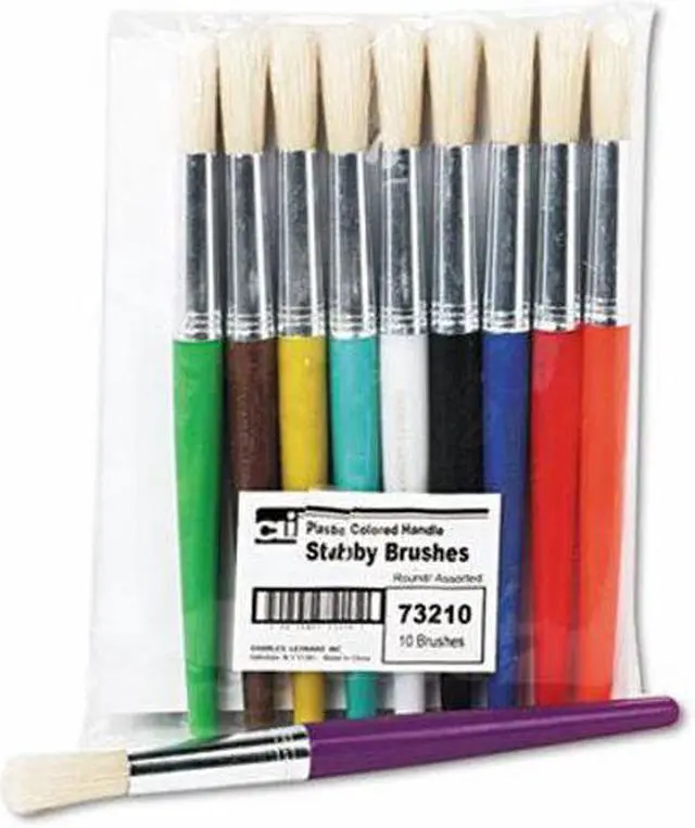 Alt view image 8 of 10 - Chenille Kraft Paint Brushes Natural Bristles Round 7-1/2" Hdle 10/ST Asst. CKC5183