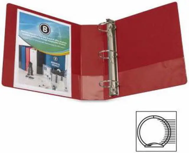 Alt view image 4 of 4 - Business Source Round Ring Binder w/ Pockets 3" Red 28770
