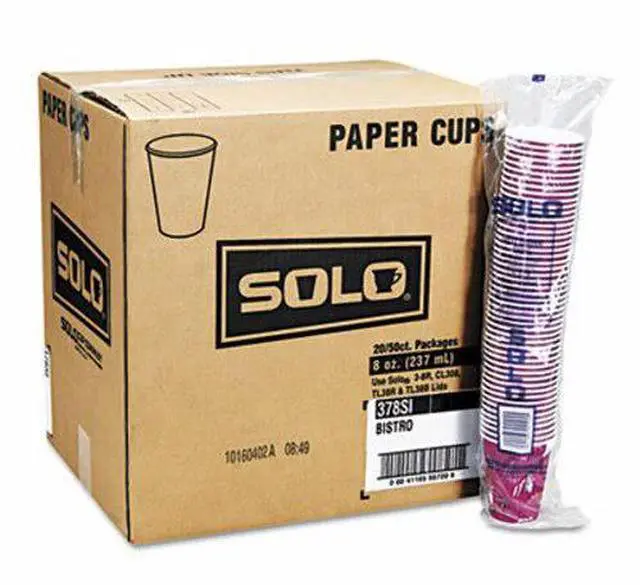 Alt view image 2 of 5 - SOLO 412SIN Dart Paper Hot Drink Cups in Bistro Design, 12oz, Maroon, 50/Bag - 1 Carton (20 Bags)
