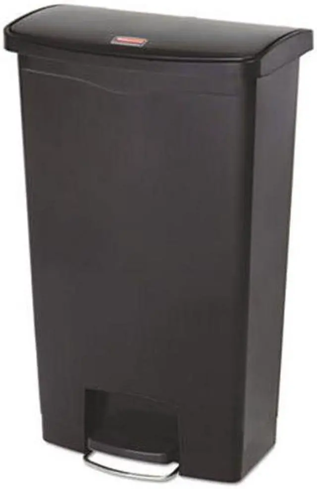 Alt view image 8 of 9 - Rubbermaid - FG1883613 - Slim Jim Resin Step-On Container, Front Step Style, 18 gal, Black