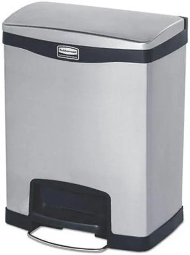 Alt view image 5 of 9 - Rubbermaid - FG1901985 - Slim Jim Stainless Steel Step-On Container, Front Step Style, 8 gal, Black