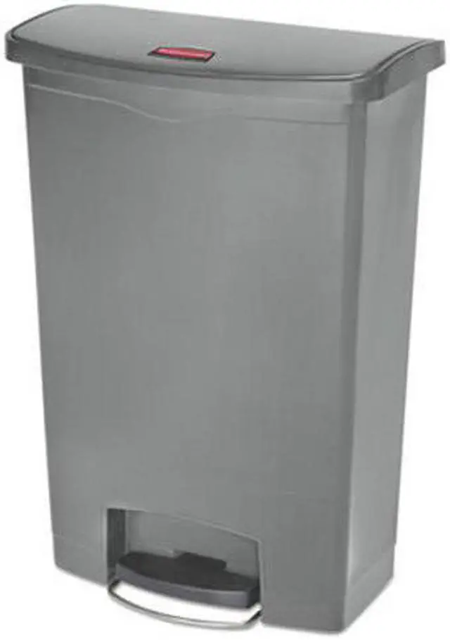 Alt view image 7 of 9 - Rubbermaid - FG1883606 - Slim Jim Resin Step-On Container, Front Step Style, 24 gal, Gray