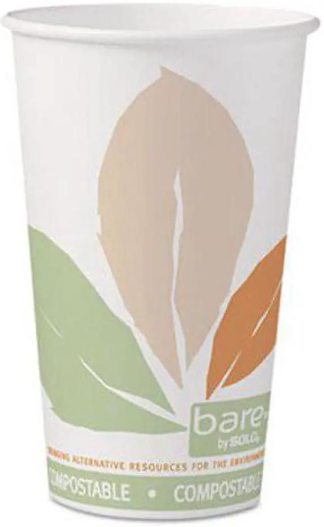 Alt view image 2 of 3 - Solo Cup - 316PLA-J7234 - Bare by Solo Eco-Forward PLA Paper Hot Cups, Leaf Design, 16 oz, 1000/Carton