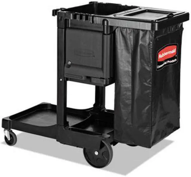 Alt view image 6 of 8 - Rubbermaid Executive Cleaning Cart 21-3/4"x46"x38" Black 1861430
