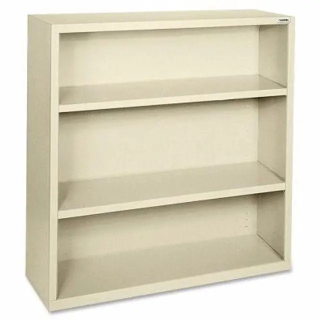 Alt view image 6 of 9 - Lorell Steel Bookcase 3-Shelf 34-1/2"x13"x42" Putty 41284