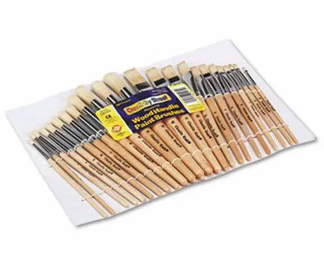 Alt view image 3 of 5 - Creativity Street Preschool Brush Set Sizes 1-12 Natural Bristle Flat; Round 24/Set 5172